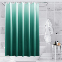 Neel Blue Polyester Gradient Shower Curtain Mould & Mildew  With 12 Curtain Hook  Bath Curtain 180 X 180Cm
