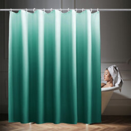 Neel Blue Polyester Gradient Shower Curtain Mould & Mildew  With 12 Curtain Hook  Bath Curtain 180 X 180Cm - thumbnail 4