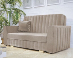 Beige Viva Glam Iii 3 Seater Sofa Bed With Storage Compartment And Wooden Legs - thumbnail 3