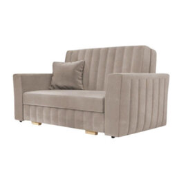Beige Viva Glam Iii 3 Seater Sofa Bed With Storage Compartment And Wooden Legs - thumbnail 2