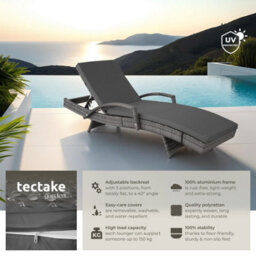Tectake Océane Aluminum Rattan Sun Lounger - Grey - thumbnail 2