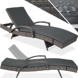 Tectake Océane Aluminum Rattan Sun Lounger - Grey - thumbnail 1