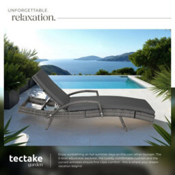 Tectake Océane Aluminum Rattan Sun Lounger - Grey - thumbnail 4
