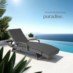 Tectake Océane Aluminum Rattan Sun Lounger - Grey - thumbnail 8