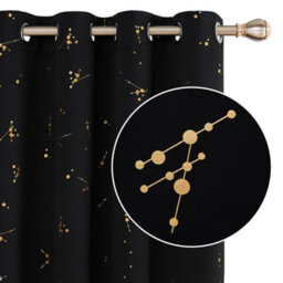Deconovo Eyelet Thermal Curtains,gold Constellation Printed  Blackout Curtains For Baby Nursery, 66 X 72 Inch, Black, 2 Panels - thumbnail 4