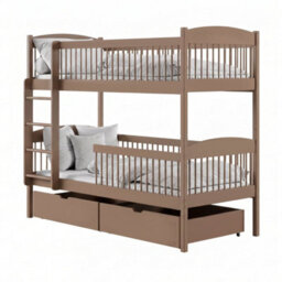 Arte Luna Milk Chocolate Wooden Bunk Bed With Storage 90 X 190Cm - Foam Mattresses Included - thumbnail 1