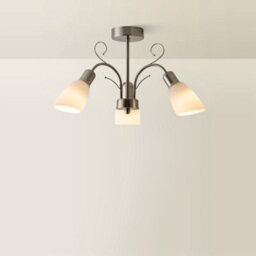Valuelights Newlyn Modern 3 Way Silver Brushed Chrome Ceiling Light Fitting With White Frosted Glass Shades - thumbnail 3