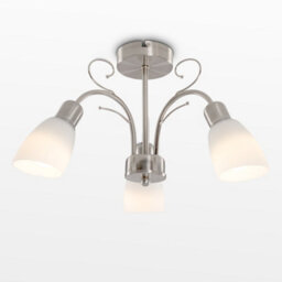 Valuelights Newlyn Modern 3 Way Silver Brushed Chrome Ceiling Light Fitting With White Frosted Glass Shades - thumbnail 2
