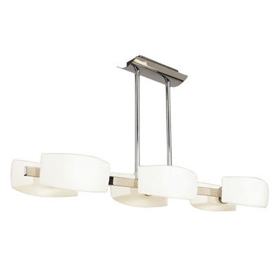 Luminosa Lighting Luminosa Lupa Rectangular Telescopic Pendant Bar 6 Light G9, Polished Chrome/frosted White Glass - image 1