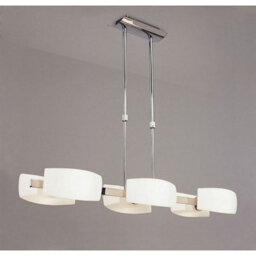 Luminosa Lighting Luminosa Lupa Rectangular Telescopic Pendant Bar 6 Light G9, Polished Chrome/frosted White Glass - thumbnail 2