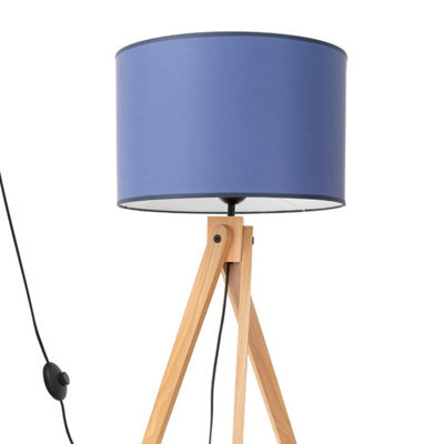 Luminosa Lighting Luminosa Natt Tripod Floor Lamp Navy Blue, Natural Wood 1X E27 - image 1