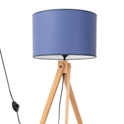 Luminosa Lighting Luminosa Natt Tripod Floor Lamp Navy Blue, Natural Wood 1X E27
