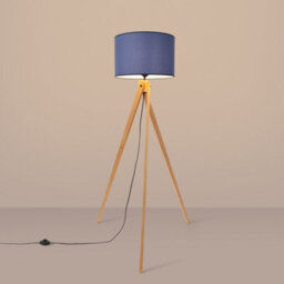Luminosa Lighting Luminosa Natt Tripod Floor Lamp Navy Blue, Natural Wood 1X E27 - thumbnail 4