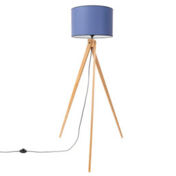 Luminosa Lighting Luminosa Natt Tripod Floor Lamp Navy Blue, Natural Wood 1X E27 - thumbnail 2