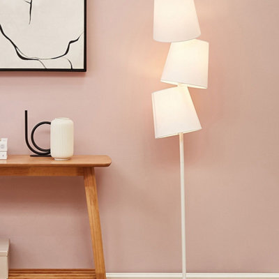 Beliani Floor Lamp Off-White Fabric And Powder-Coated Metal 164 Cm 3-Light Adjustable - image 1