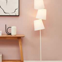 Beliani Floor Lamp Off-White Fabric And Powder-Coated Metal 164 Cm 3-Light Adjustable - thumbnail 1
