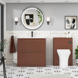 Royal Bathrooms Elmore 800mm Traditional Floor Standing 2 Drawer Bathroom Vanity Unit With Ceramic Basin Sink - Terracotta Clay - thumbnail 4