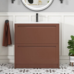 Royal Bathrooms Elmore 800mm Traditional Floor Standing 2 Drawer Bathroom Vanity Unit With Ceramic Basin Sink - Terracotta Clay - thumbnail 3