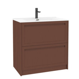 Royal Bathrooms Elmore 800mm Traditional Floor Standing 2 Drawer Bathroom Vanity Unit With Ceramic Basin Sink - Terracotta Clay - thumbnail 6