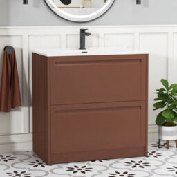 Royal Bathrooms Elmore 800mm Traditional Floor Standing 2 Drawer Bathroom Vanity Unit With Ceramic Basin Sink - Terracotta Clay - thumbnail 1