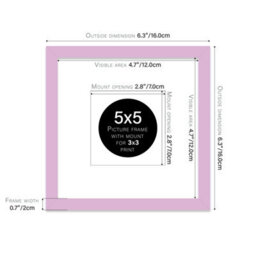 "5X5"" Lilac Picture Frame - 5X5"" Square Frame With 3X3"" Mount For 5X5""/3X3"" Pictures Luxurious Style Gallery Wall, 1 Pack" - thumbnail 2