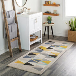 Livabliss City-Geometric Yellow Blue Grey Black Living Dining Bedroom Rug 80 X 220 Cm Easy Care, Non Shedding - thumbnail 2