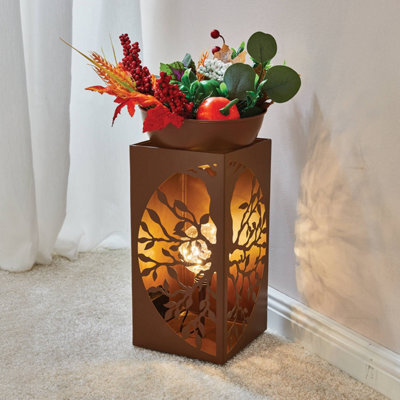 Eldo Planter Bowl With Led Tree Of Life Pillar, Vintage-Style Living Room Light, Battery Operated, H39Xw15Xd15Cm, Bowl Dia. 25Cm