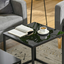 Homcom Nest Of 2 Side Tables Set Of Bedside Tables For Living Room Black - thumbnail 8