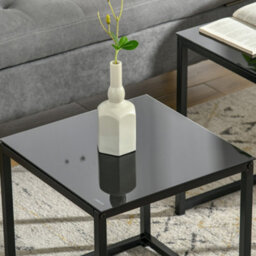Homcom Nest Of 2 Side Tables Set Of Bedside Tables For Living Room Black - thumbnail 9