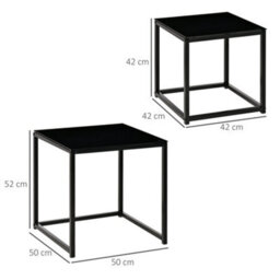 Homcom Nest Of 2 Side Tables Set Of Bedside Tables For Living Room Black - thumbnail 3