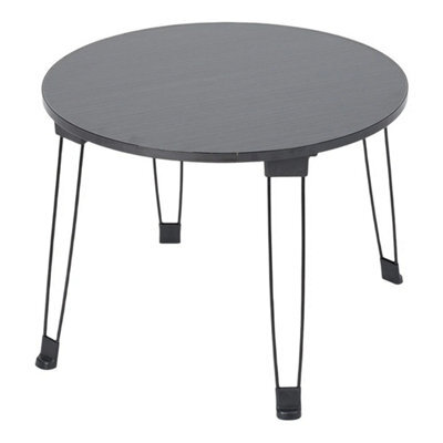 Black Folding Round Small Table Side End Table - image 1