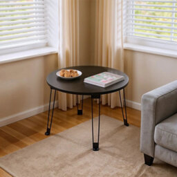 Black Folding Round Small Table Side End Table - thumbnail 5