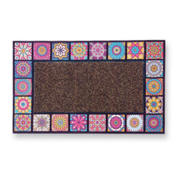 Gainsborough Moroccan Tile Pattern Polyester Doormat With Non-Slip Rubber Backing In Pink And Blue, H45 X W75 X D0.7Cm - thumbnail 2