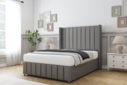 "Sloomy Melbourne Pewter Dumfries Divan Bed Base No Drawers - 54"" Wingback Headboard & 12"" Footboard 3' Single" - thumbnail 3