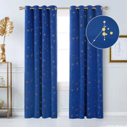 Deconovo Eyelet Blackout Curtains, Thermal Gold Constellation Printed Curtains For Living Room, 46 X 90 Inch, Royal Blue, 2 Panels - thumbnail 2