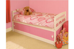 Comfy Living Kids 3Ft Storage Single Solid Pine Bed Frame In Pink