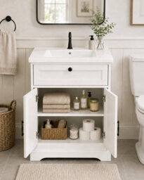 Home Treats White Freestanding Vanity Unit & Basin Set 2 Door 1 Drawer Vanity (W) 600mm (H) 830mm - thumbnail 2