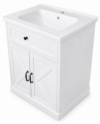 Home Treats White Freestanding Vanity Unit & Basin Set 2 Door 1 Drawer Vanity (W) 600mm (H) 830mm - thumbnail 9