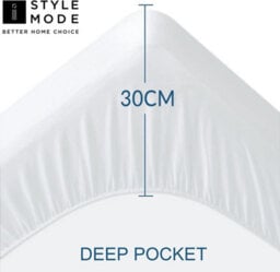 istyle mode Super King Elastic Fitted Terry Mattress Protector, Mattress Cover Stretches Up To 30Cm Deep, Machine Washable Mattress Topper - thumbnail 2