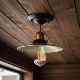 Modern Flush Mount Ceiling Light 22Cm Green Brass Lampshade E27 Ceiling Lamp For Bed Room, Kitchen, Living Room - thumbnail 7