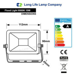 Long Life Lamps Company 10W Led Floodlight Cool White Ip65 6000K - thumbnail 2