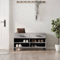 Berkfield Industrial Shoe Bench Grey Sonoma 102X35X55 Cm Engineered Wood - thumbnail 2