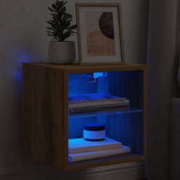 Berkfield Durable Tv Wall Cabinet With Led Lights Artisan Oak 30X28.5X30 Cm - thumbnail 6