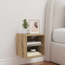 Berkfield Durable Tv Wall Cabinet With Led Lights Artisan Oak 30X28.5X30 Cm - thumbnail 4