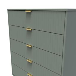 Moderna Ready Assembled Matt Green No Effect 5 Drawer Wide Chest (H)1075mm (W)765mm (D)415mm - thumbnail 4
