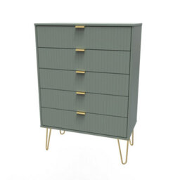 Moderna Ready Assembled Matt Green No Effect 5 Drawer Wide Chest (H)1075mm (W)765mm (D)415mm - thumbnail 1