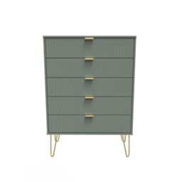 Moderna Ready Assembled Matt Green No Effect 5 Drawer Wide Chest (H)1075mm (W)765mm (D)415mm - thumbnail 2