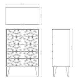 Moderna Ready Assembled Matt Green No Effect 5 Drawer Wide Chest (H)1075mm (W)765mm (D)415mm - thumbnail 3