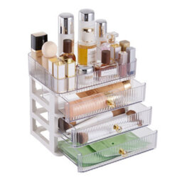 Living And Home 4-Tier Transparent Makeup Organizer With Drawers - thumbnail 3
