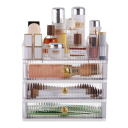 Living And Home 4-Tier Transparent Makeup Organizer With Drawers - thumbnail 1